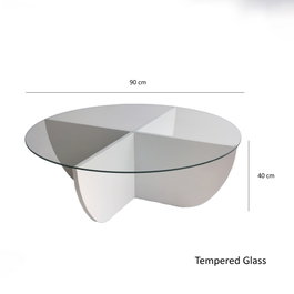 Hanah Home Lily - Mesa de centro blanca con cristal templado